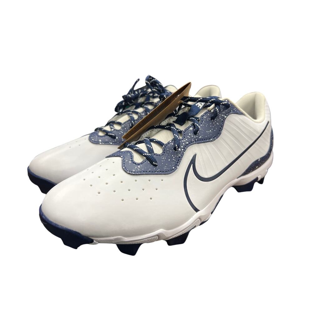 Nike Men's Alpha Huarache 4 Keystone Baseball Cleats, White & Navy, Size 14